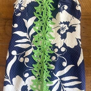 Lilly Pulitzer Navy & White Shift Dress w/ Green Appliqué size 2